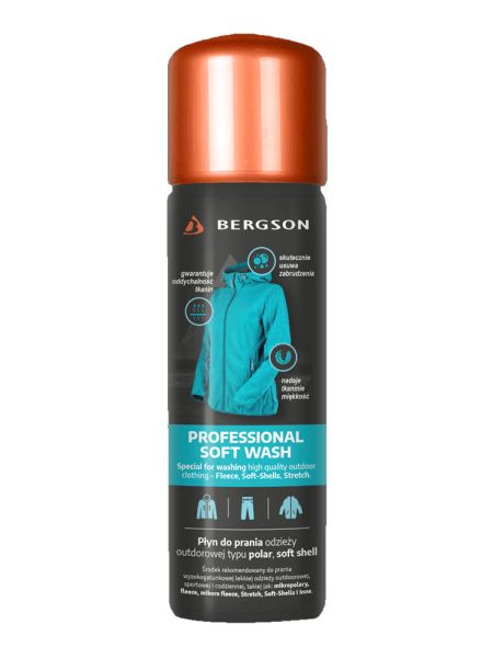 Płyn do prania odzieży outdoorowej typu Polar Softshell Bergson Professional Soft Wash