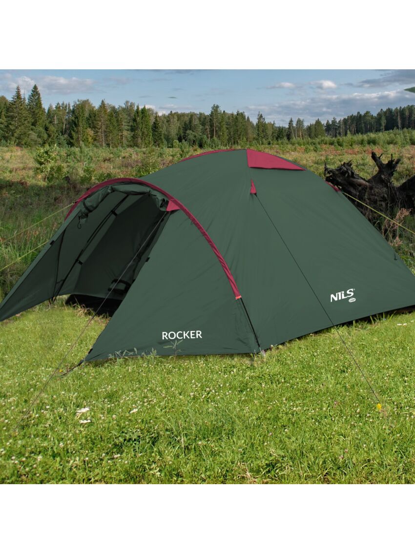 NC6013 ZIELONO-CZERWONY NAMIOT KEMPINGOWY ROCKER NILS CAMP