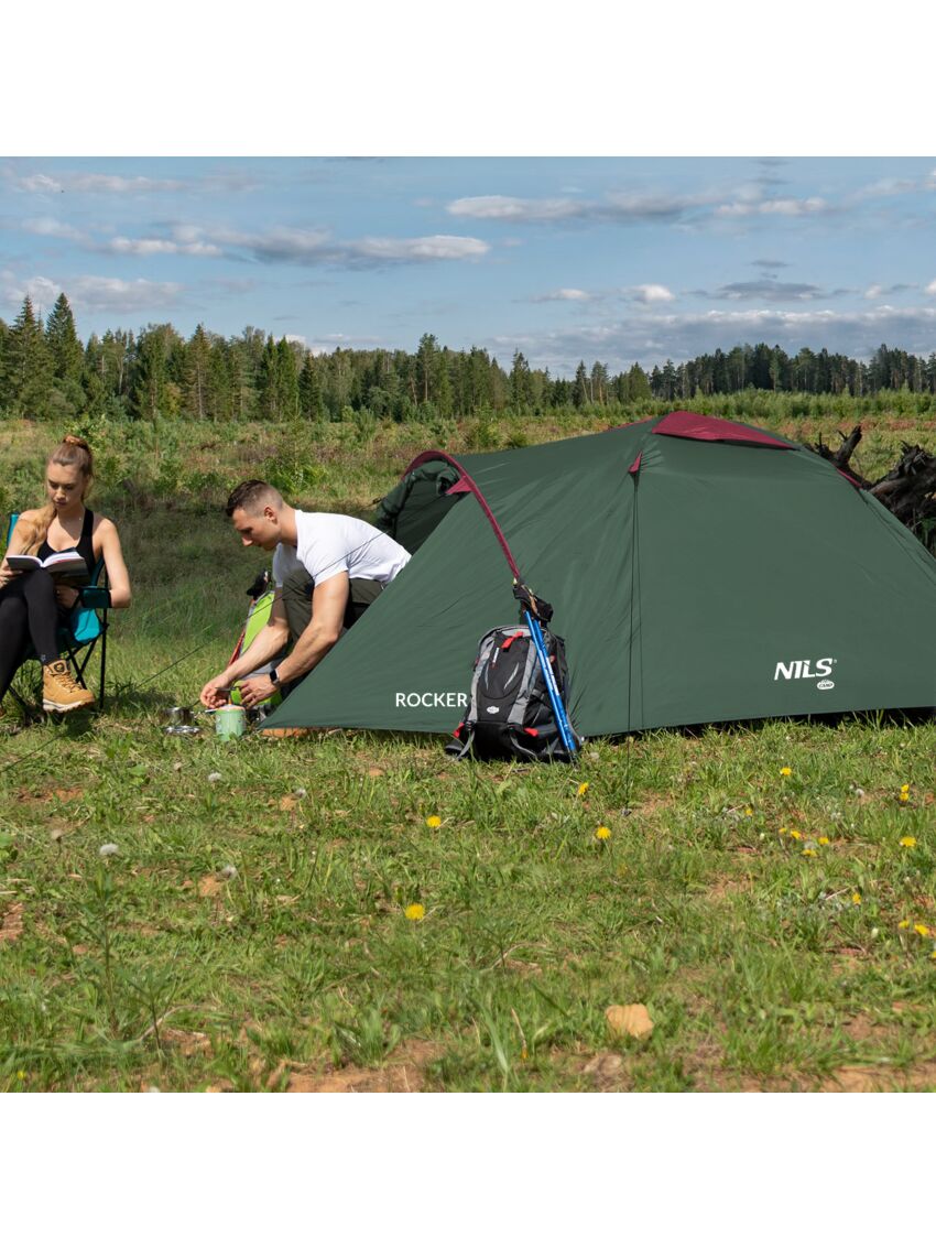 NC6013 ZIELONO-CZERWONY NAMIOT KEMPINGOWY ROCKER NILS CAMP