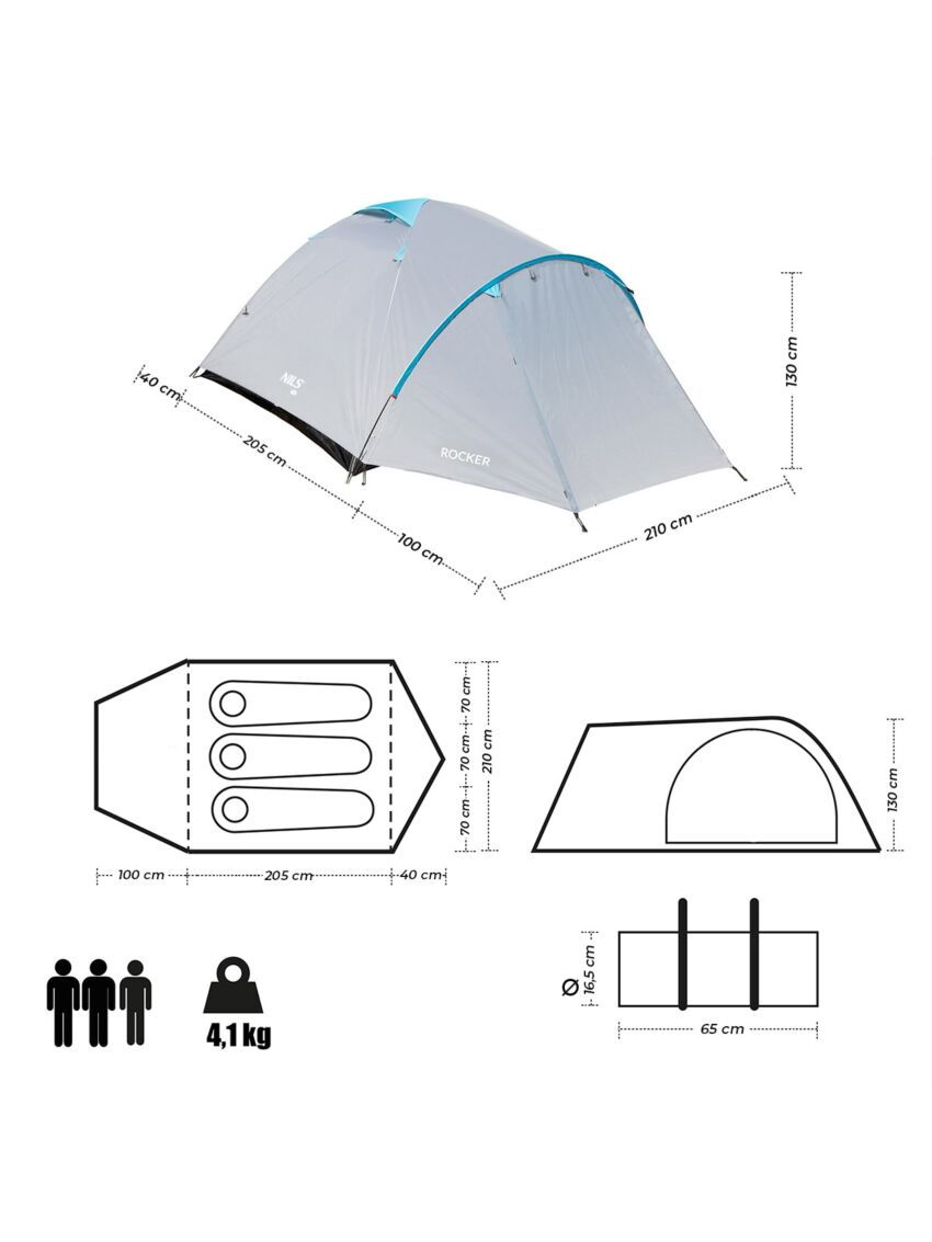 Namiot kopułowy z przedsionkiem Rocker Nils Camp NC6013 
