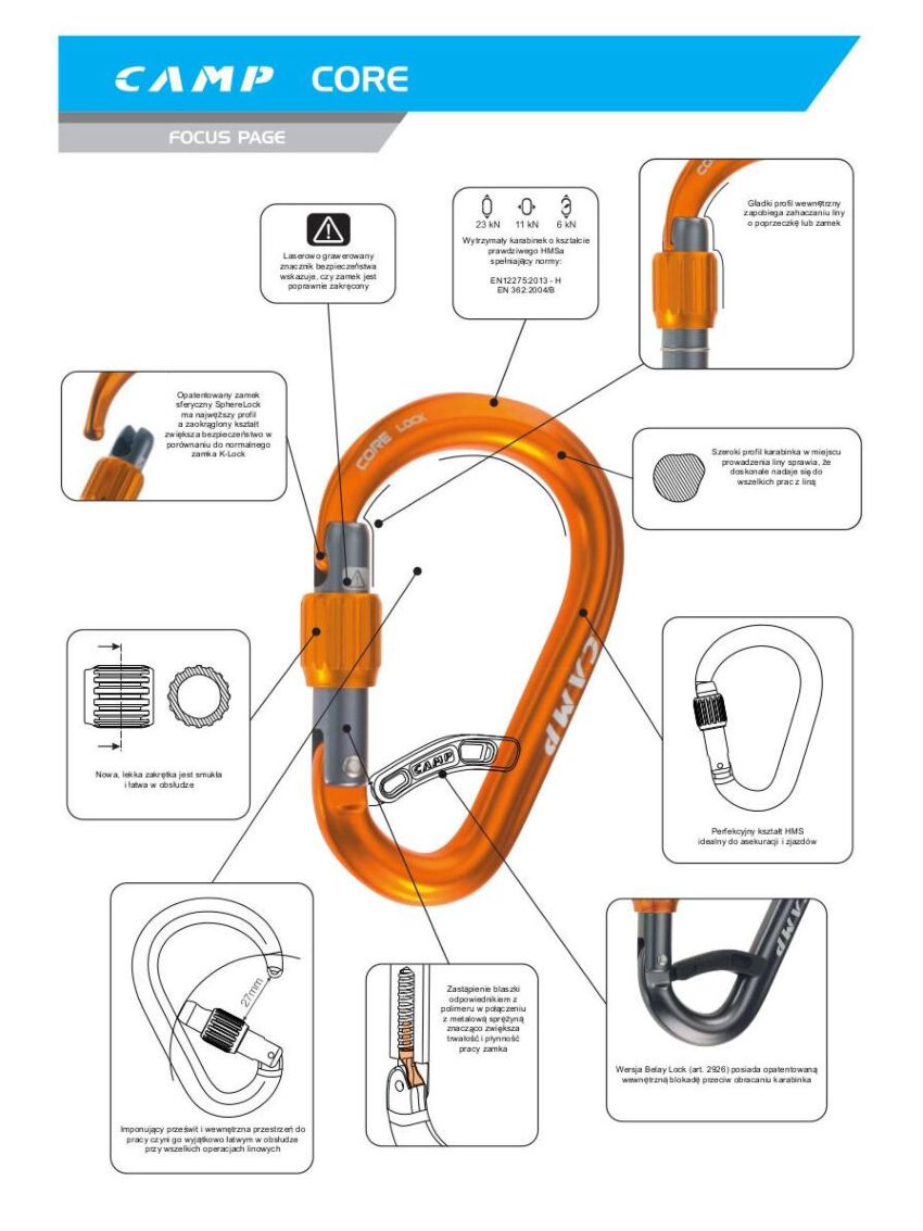 Karabinek zakręcany Camp HMS Core Belay Lock