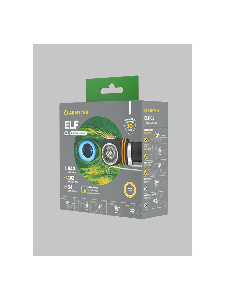 Kompaktowa latarka LED (ciepłe światło) Armytek Elf C1 + aku