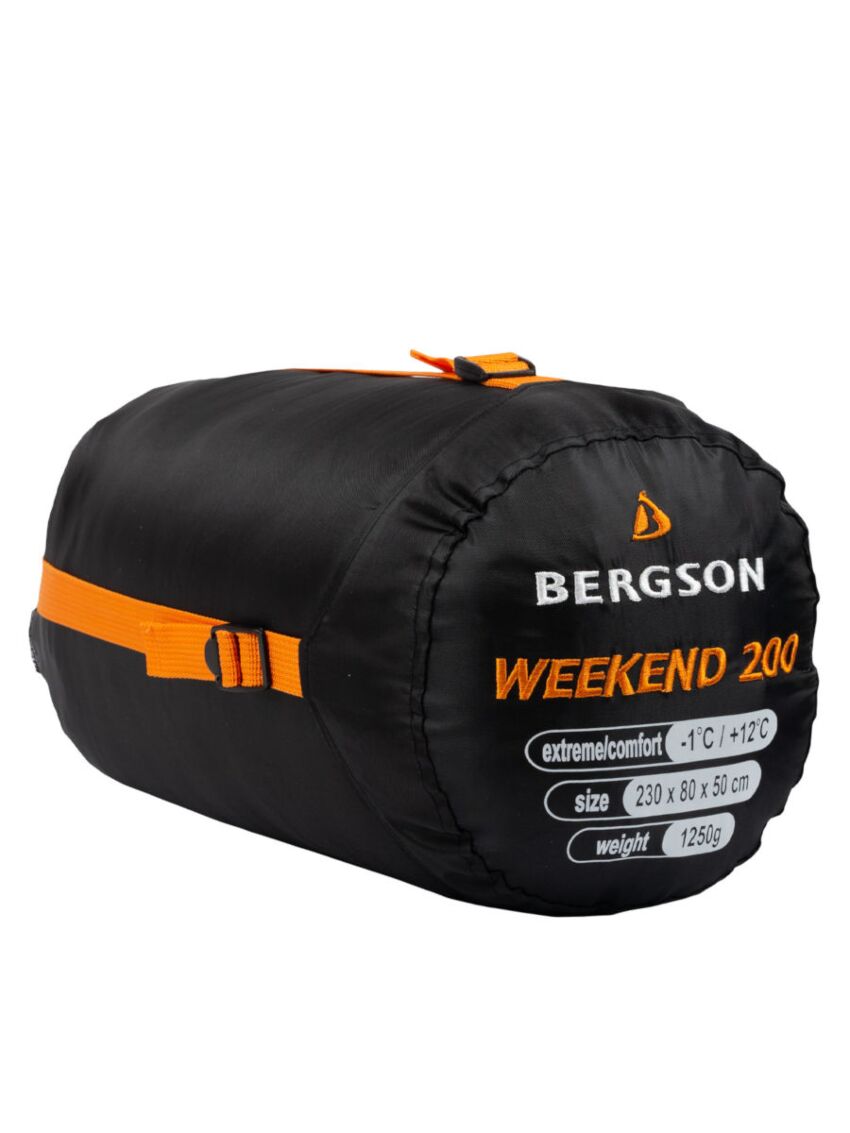 Czarny śpiwór mumia z kapturem Bergson Weekend 200