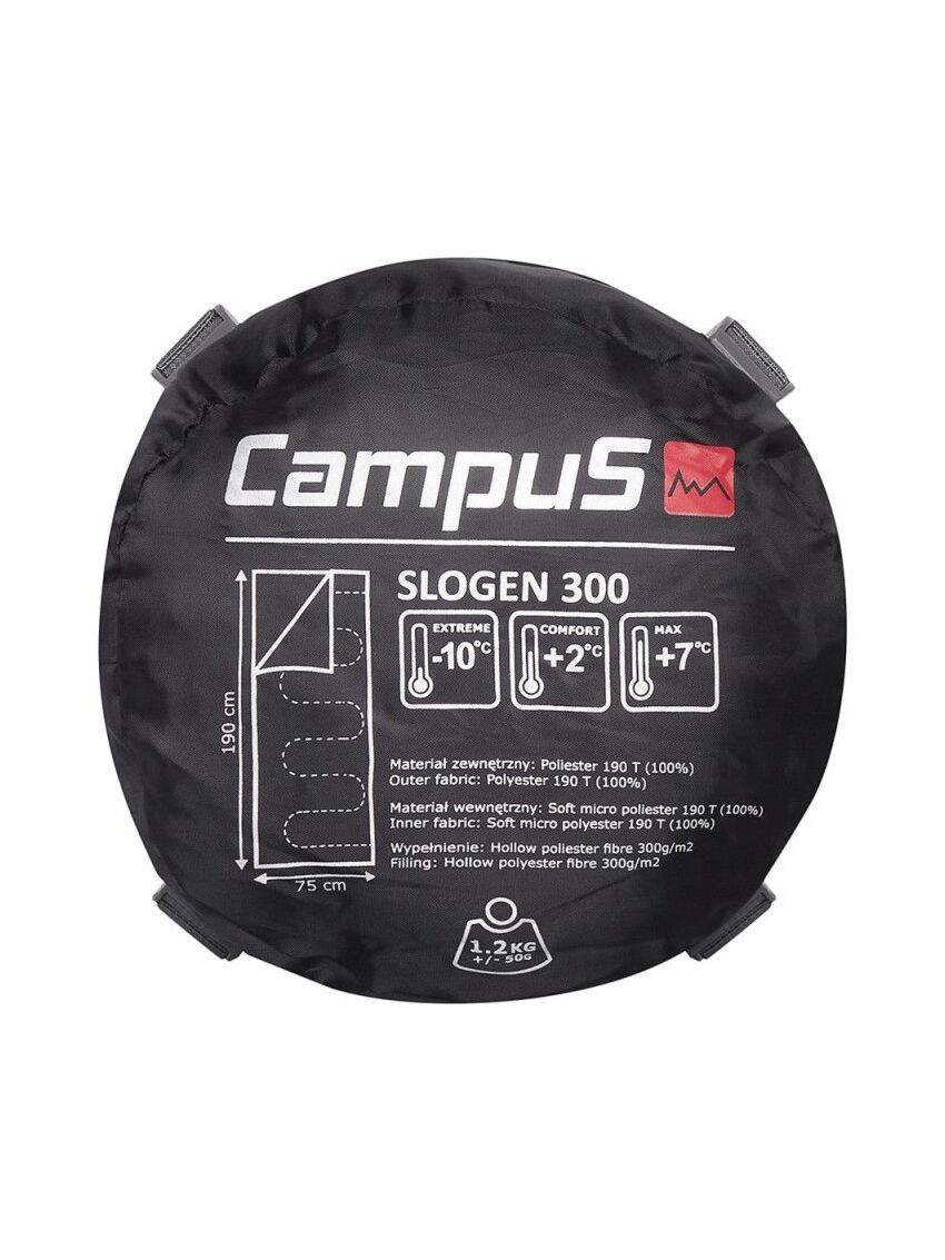 Czarny śpiwór koperta Campus Slogen 300 Prawy
