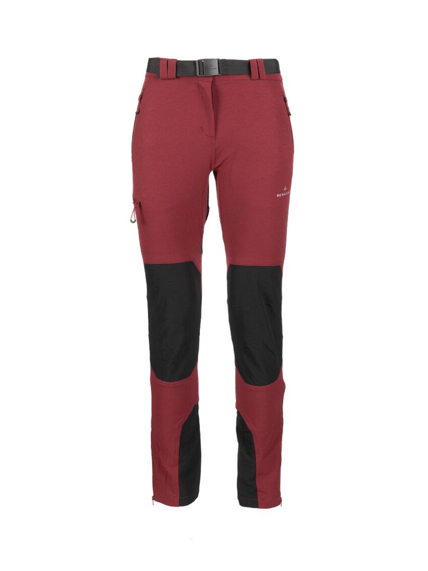 Bordowe spodnie trekkingowe Bergson Flam 4WAY Stretch