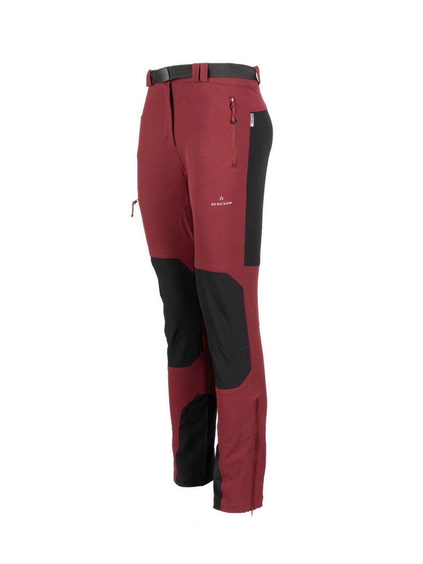Bordowe spodnie trekkingowe Bergson Flam 4WAY Stretch