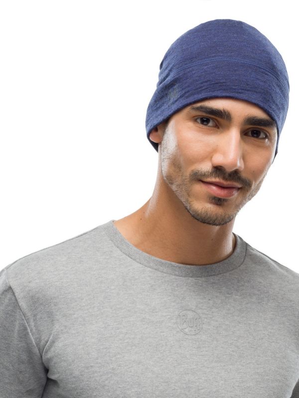 Lekka czapka z wełny merino Buff Solid Denim