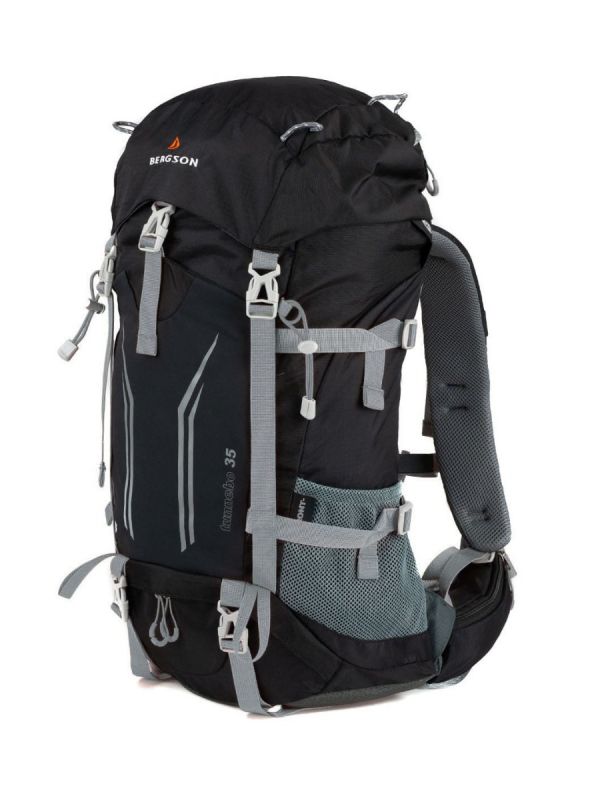 Pakowny Czarny plecak trekkingowy Bergson Tunnebo 35
