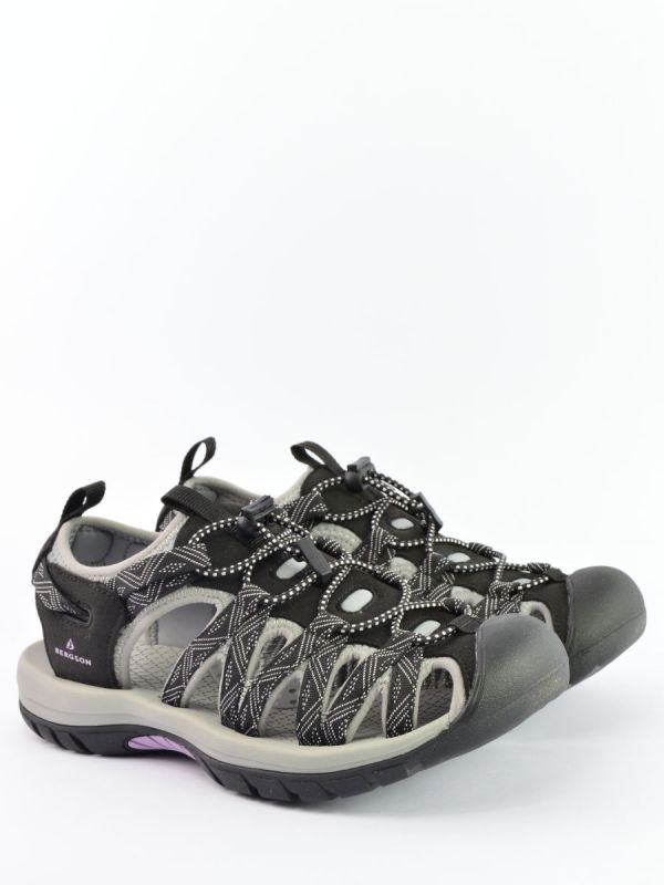 Czarne sandały z zabudowanym przodem Bergson Sangha