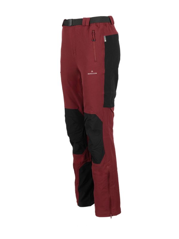 Męskie Bordowe spodnie trekkingowe Bergson Flam 4WAY Stretch