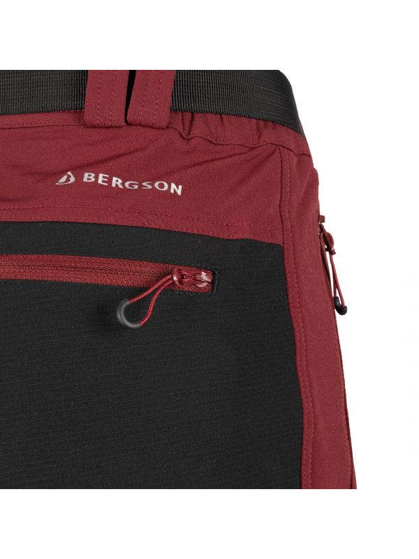 Męskie Bordowe spodnie trekkingowe Bergson Flam 4WAY Stretch
