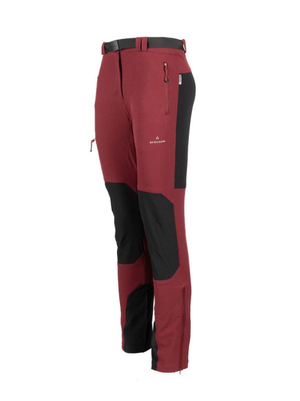 Bordowe spodnie trekkingowe Bergson Flam 4WAY Stretch