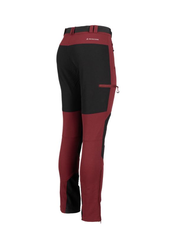 Bordowe spodnie trekkingowe Bergson Flam 4WAY Stretch