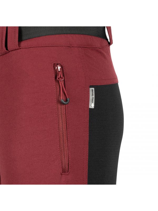 Bordowe spodnie trekkingowe Bergson Flam 4WAY Stretch