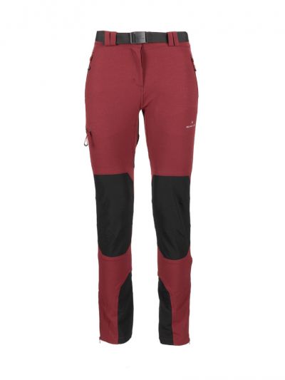 Bordowe spodnie trekkingowe Bergson Flam 4WAY Stretch